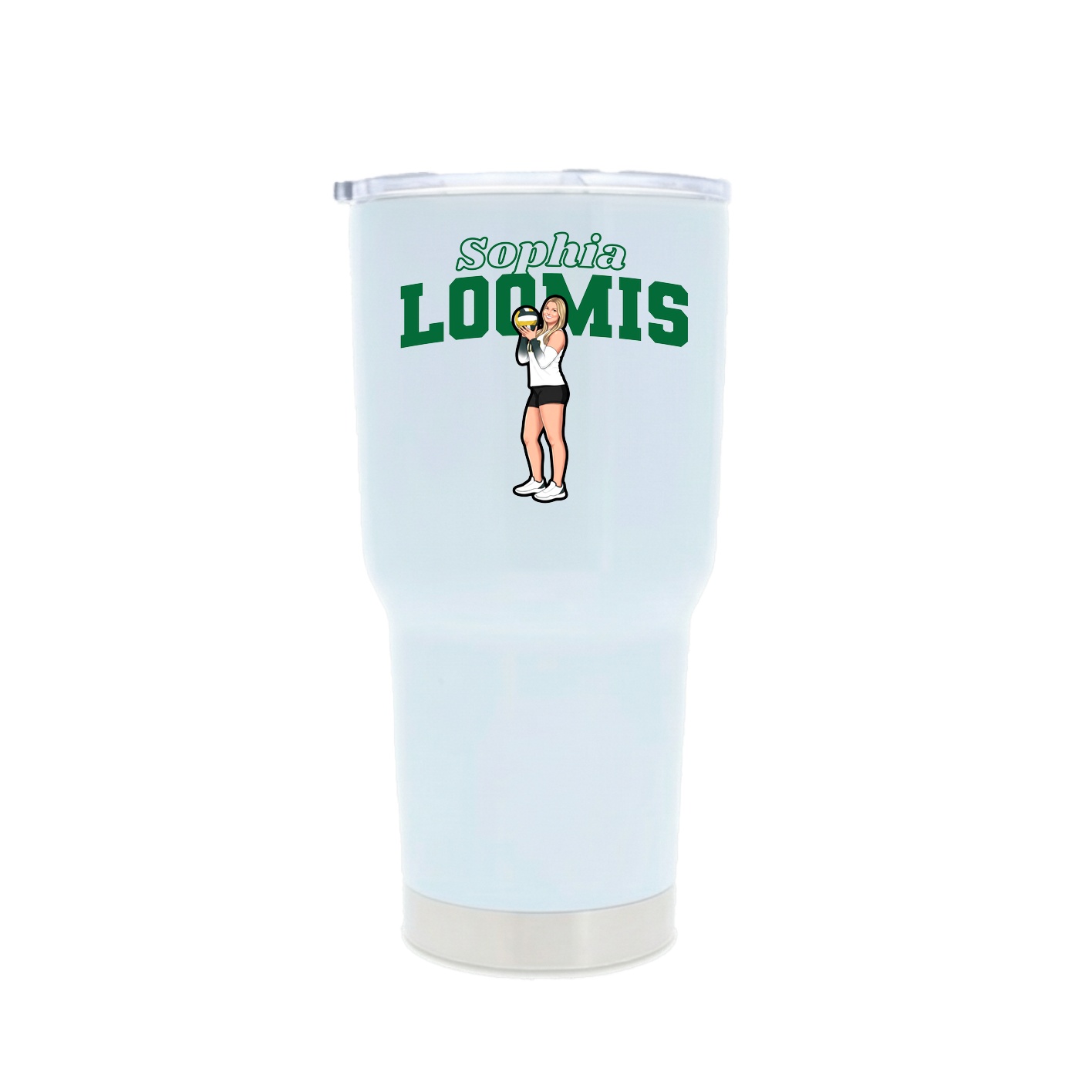30oz Stainless Steel Tumbler — Name Arch in White
