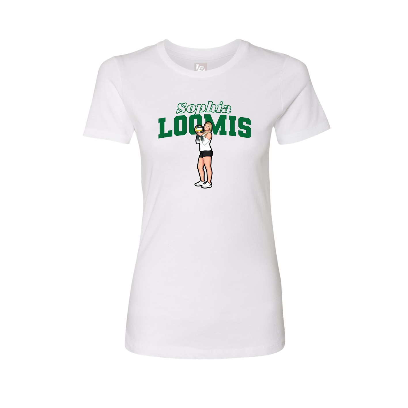 Fitted Women's Tee — Name Arch in White