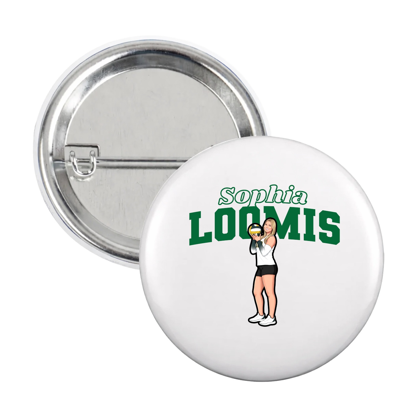 Game Day Button — Name Arch in White