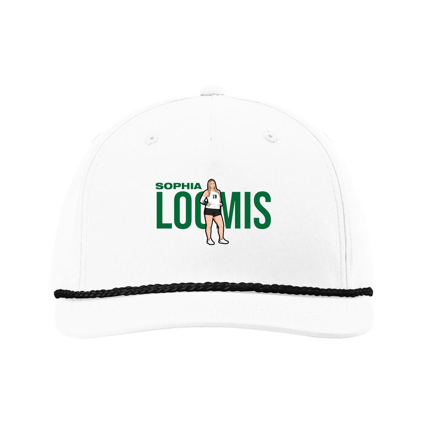 Five-Panel Classic Rope Cap — Player Name in White