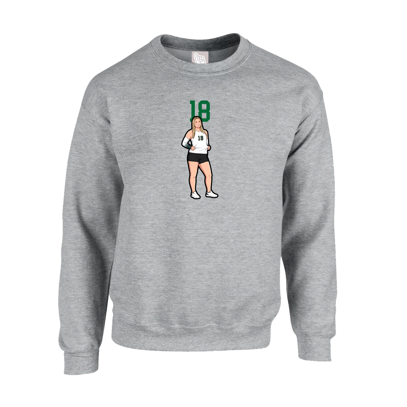 Fleece Crew — Number Top in Grey
