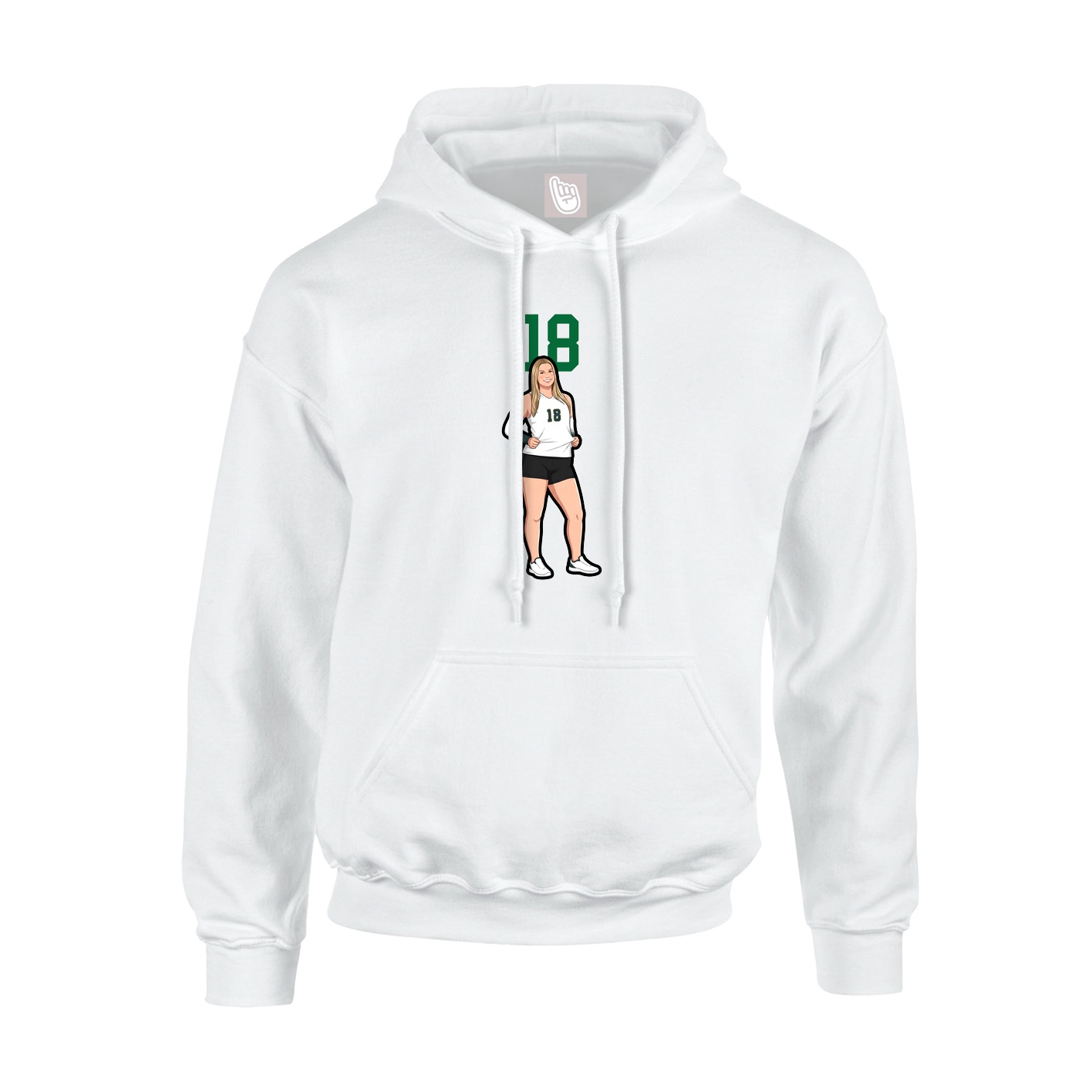 Youth Hoodie — Number Top in White