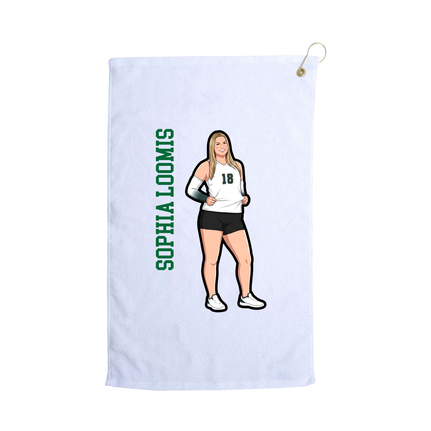 Golf Towel — Name Vertical in White