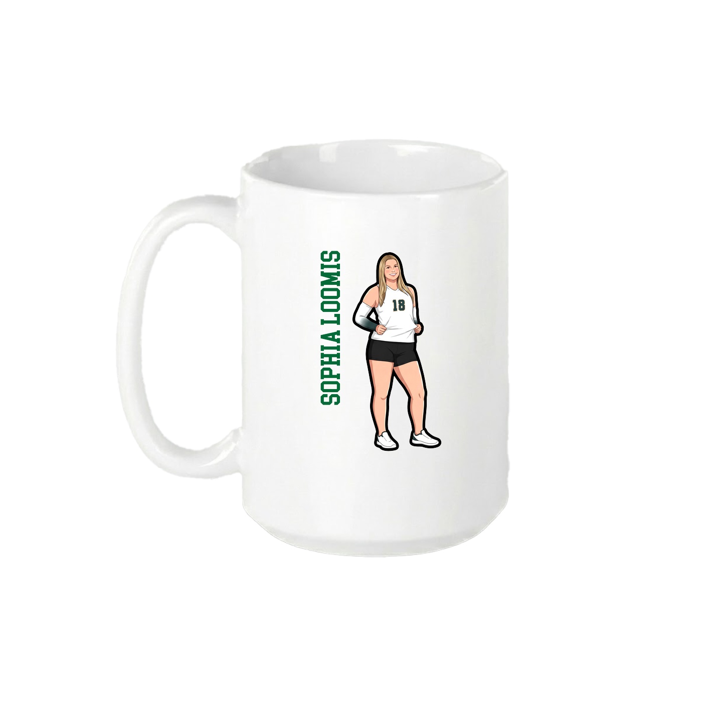 15oz Coffee Mug — Name Vertical in White