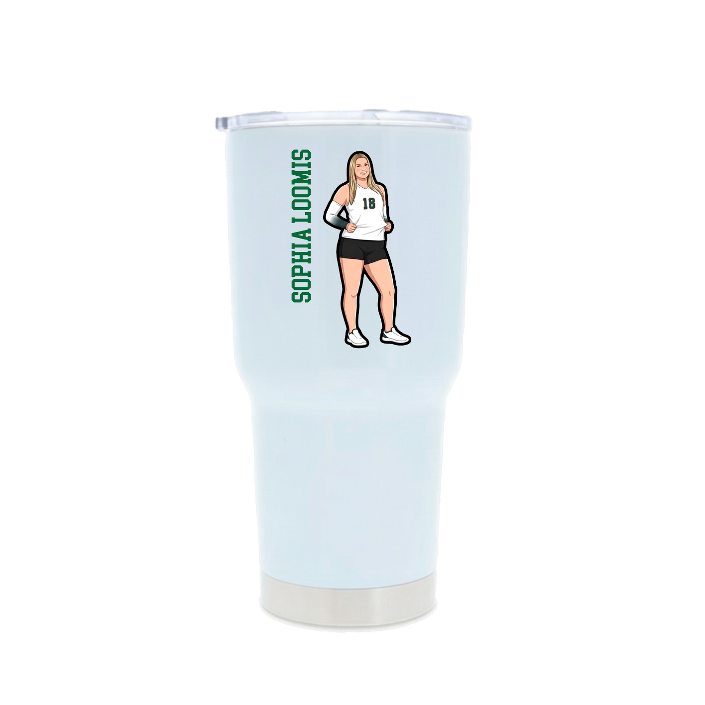 30oz Stainless Steel Tumbler — Name Vertical in White