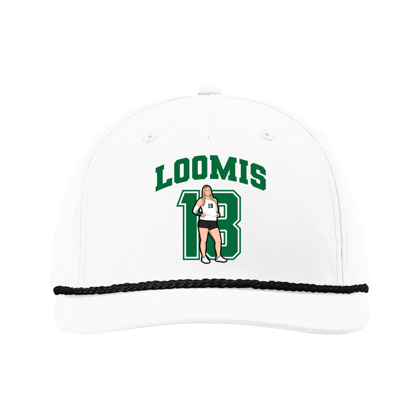 Five-Panel Classic Rope Cap — Number in White