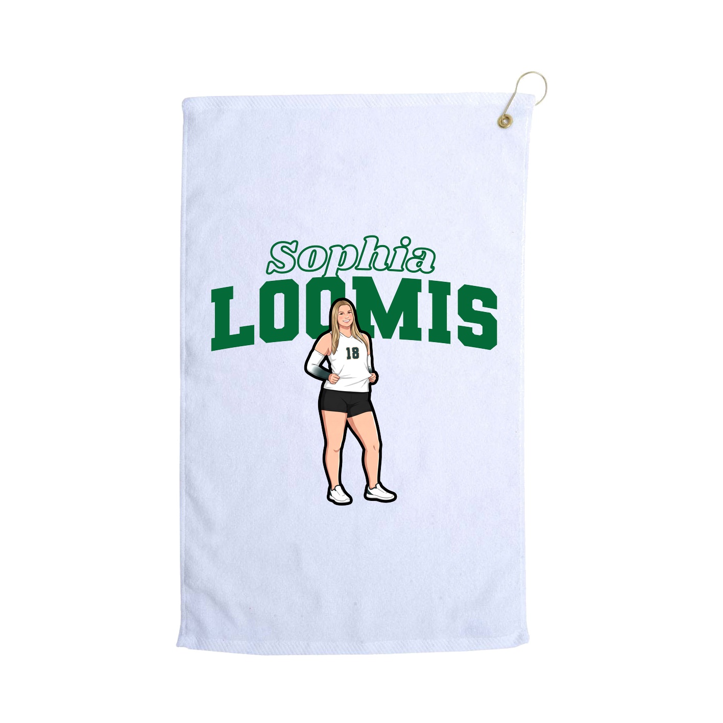 Golf Towel — Name Arch in White