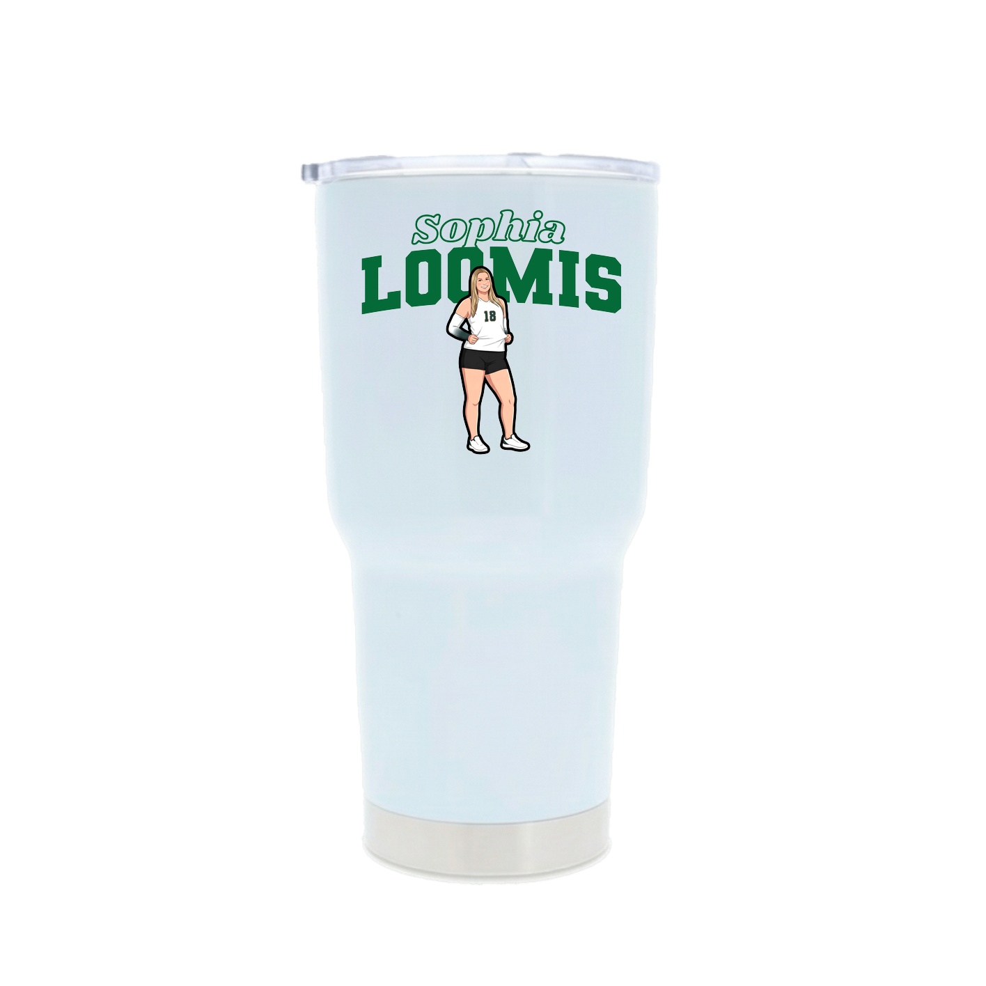 30oz Stainless Steel Tumbler — Name Arch in White