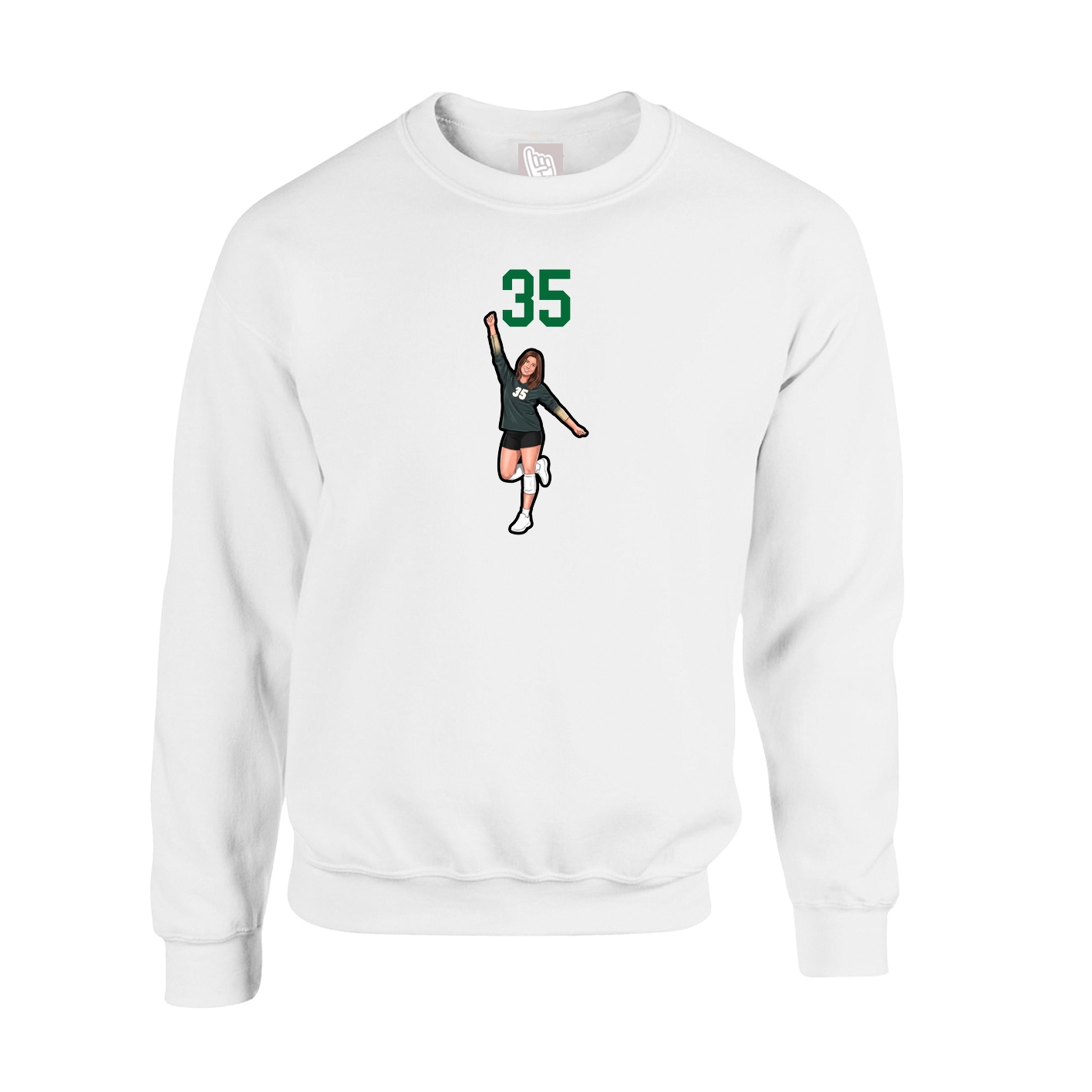 Fleece Crew — Number Top in White