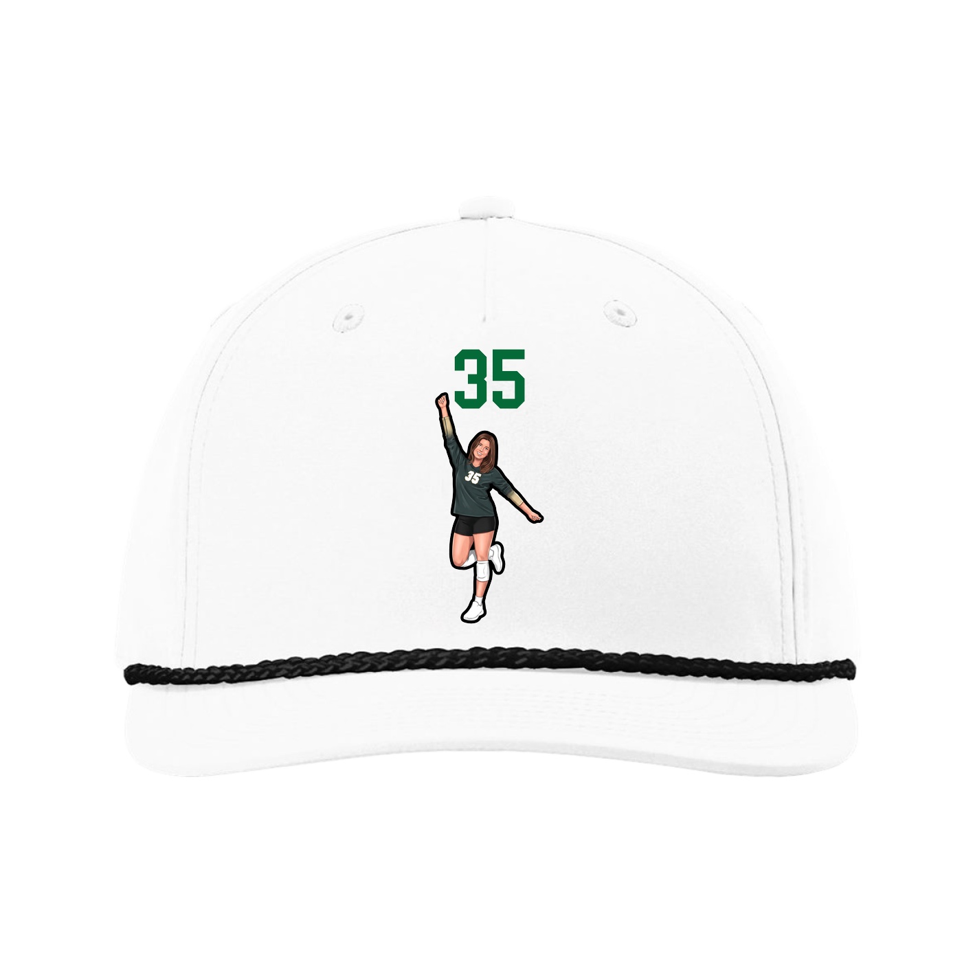 Five-Panel Classic Rope Cap — Number Top in White