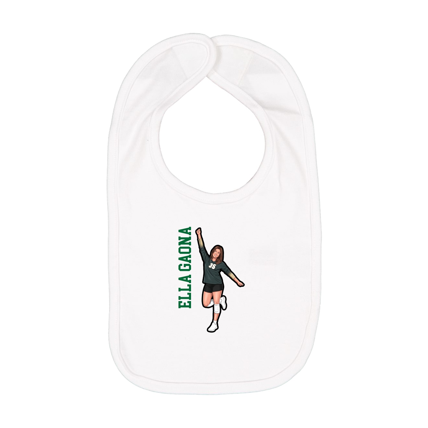 Infant Bib — Name Vertical in White