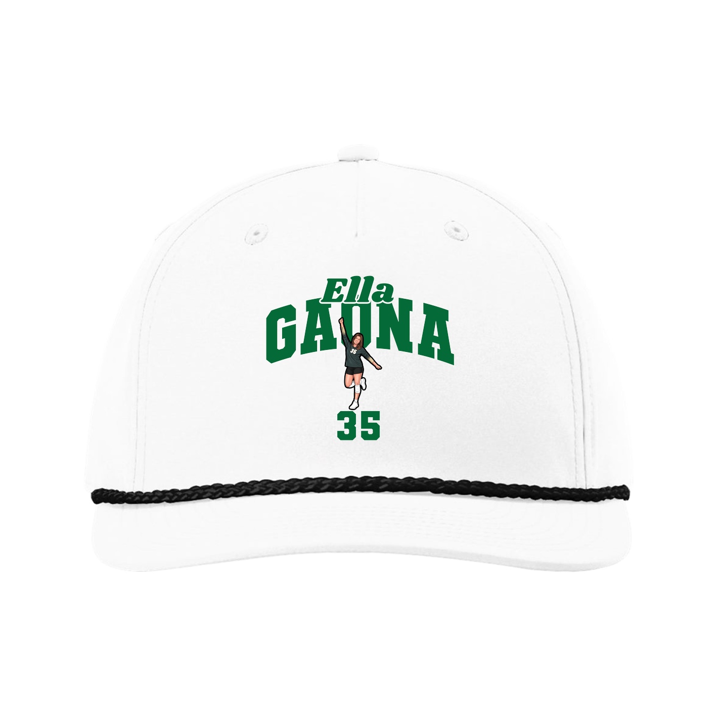 Five-Panel Classic Rope Cap — Signature Arch in White