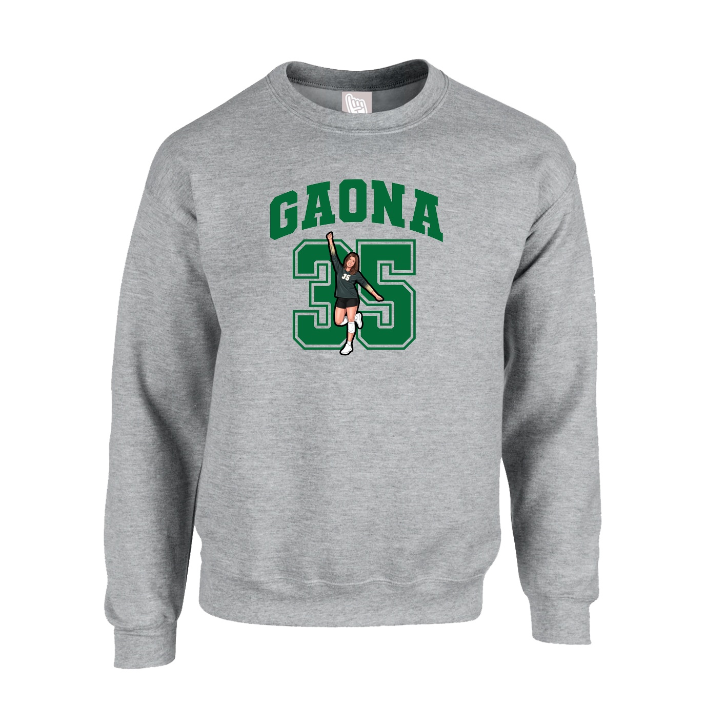 Fleece Crew — Number in Grey