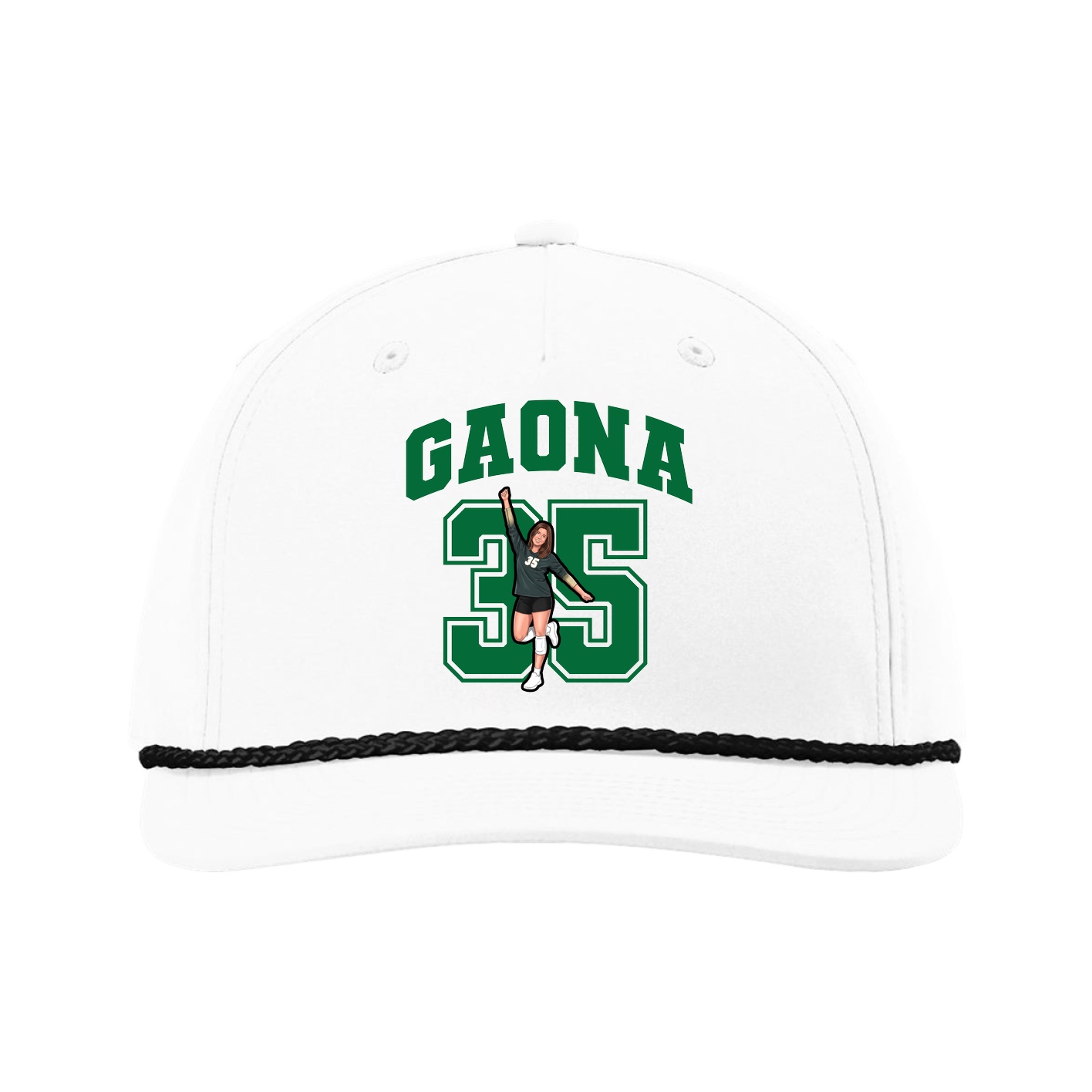 Five-Panel Classic Rope Cap — Number in White