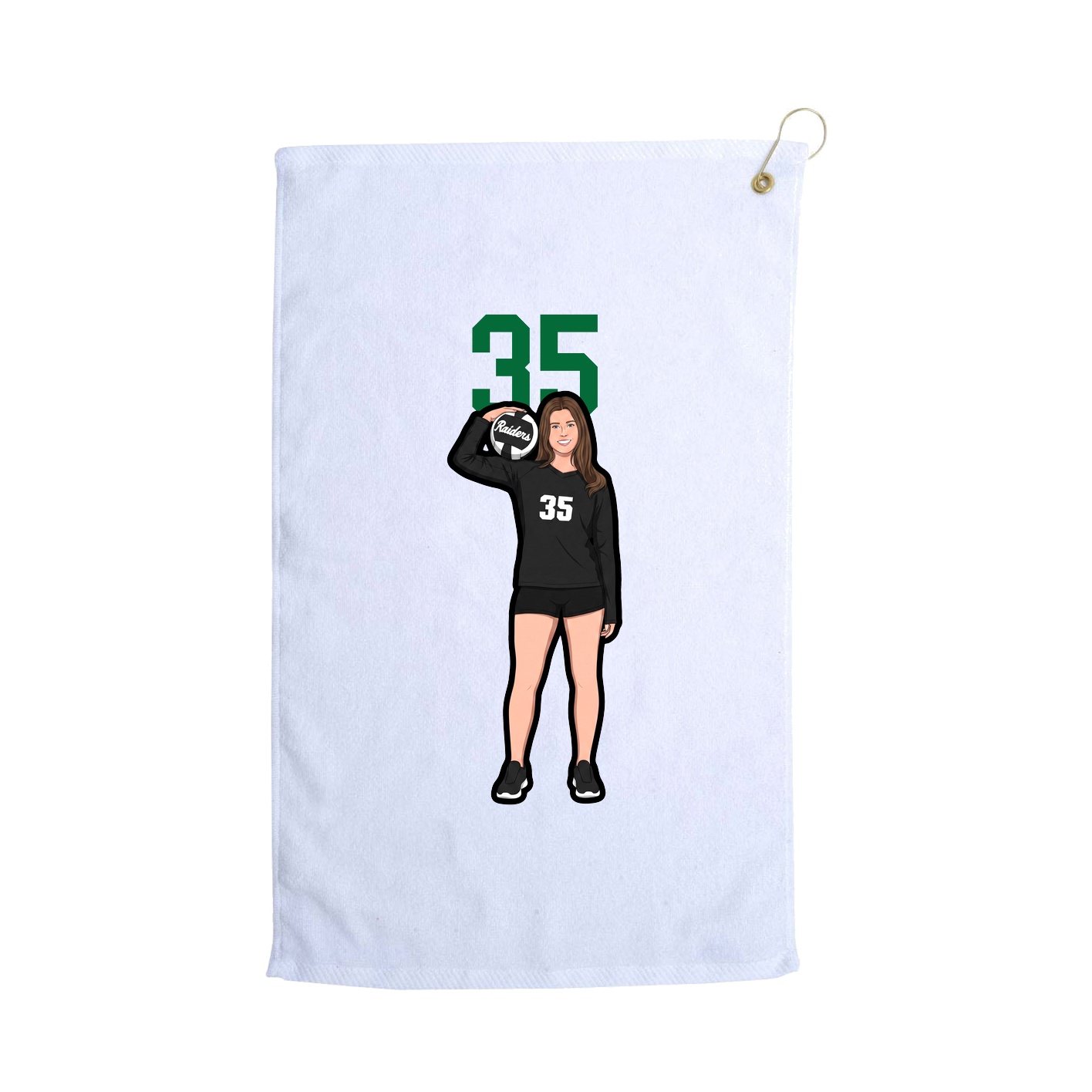Golf Towel — Number Top in White
