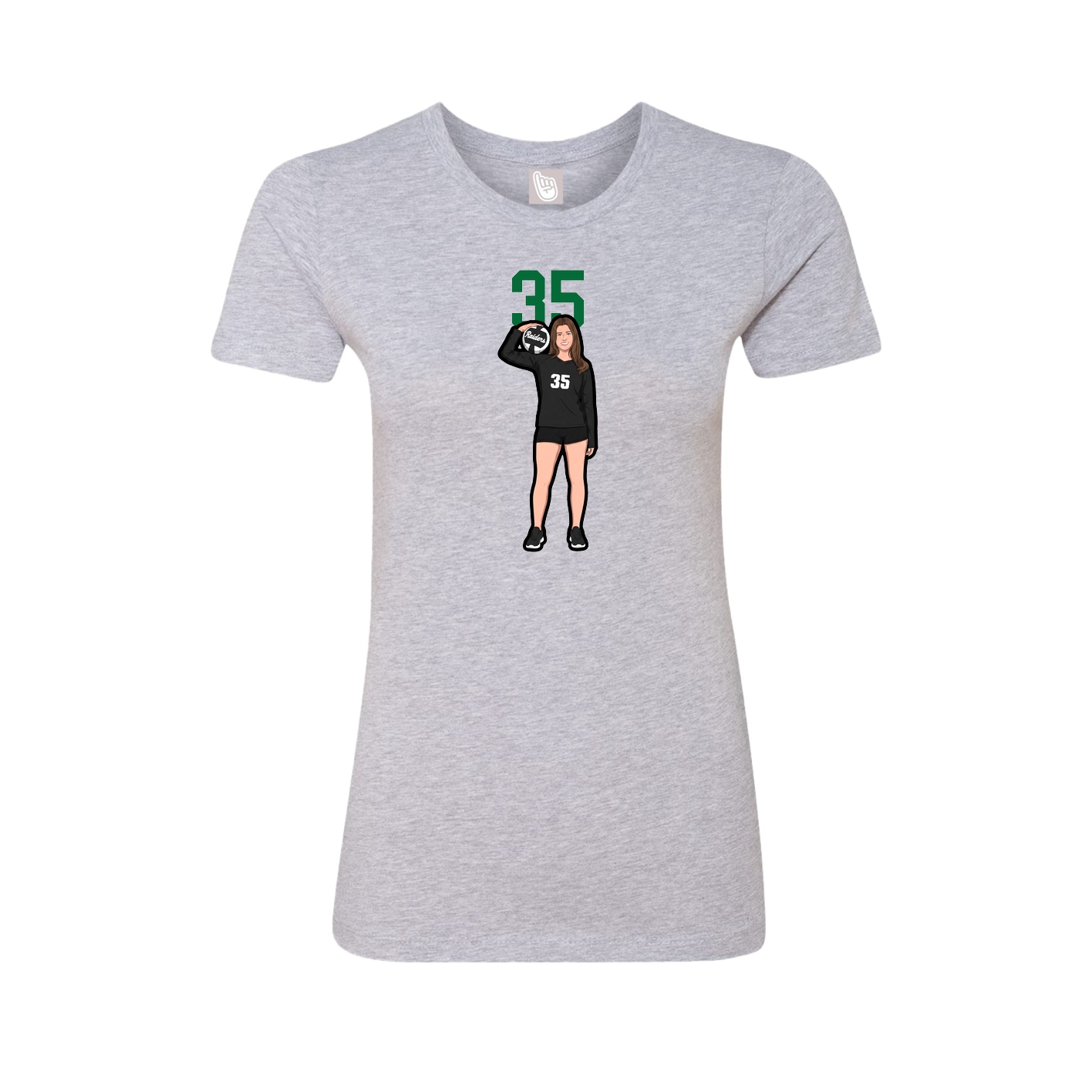 Fitted Women's Tee — Number Top in Grey