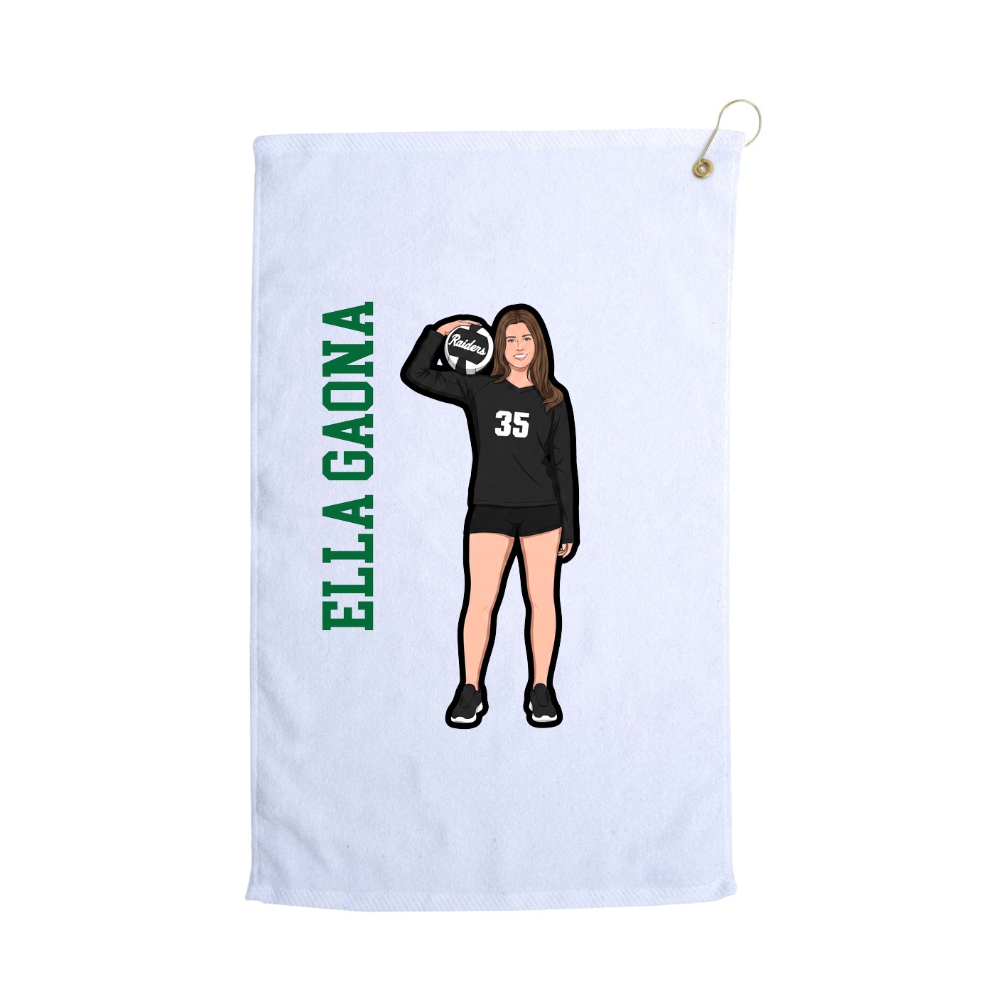Golf Towel — Name Vertical in White