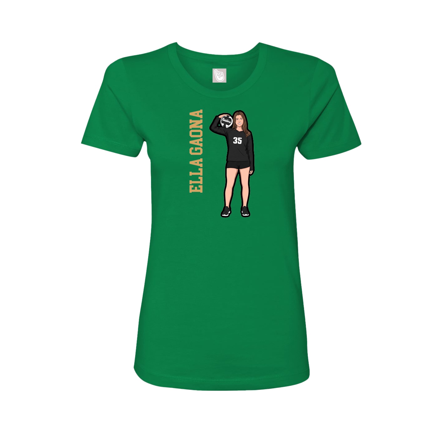 Fitted Women's Tee — Name Vertical in Green