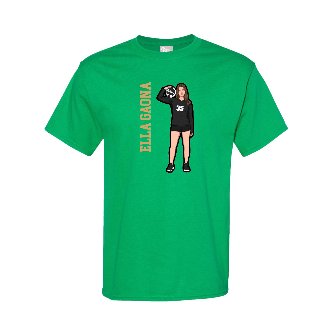Youth Tee — Name Vertical in Green