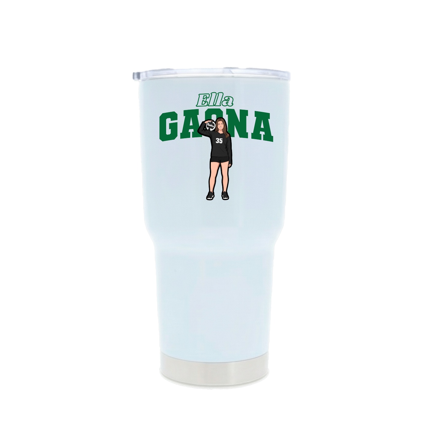 30oz Stainless Steel Tumbler — Name Arch in White