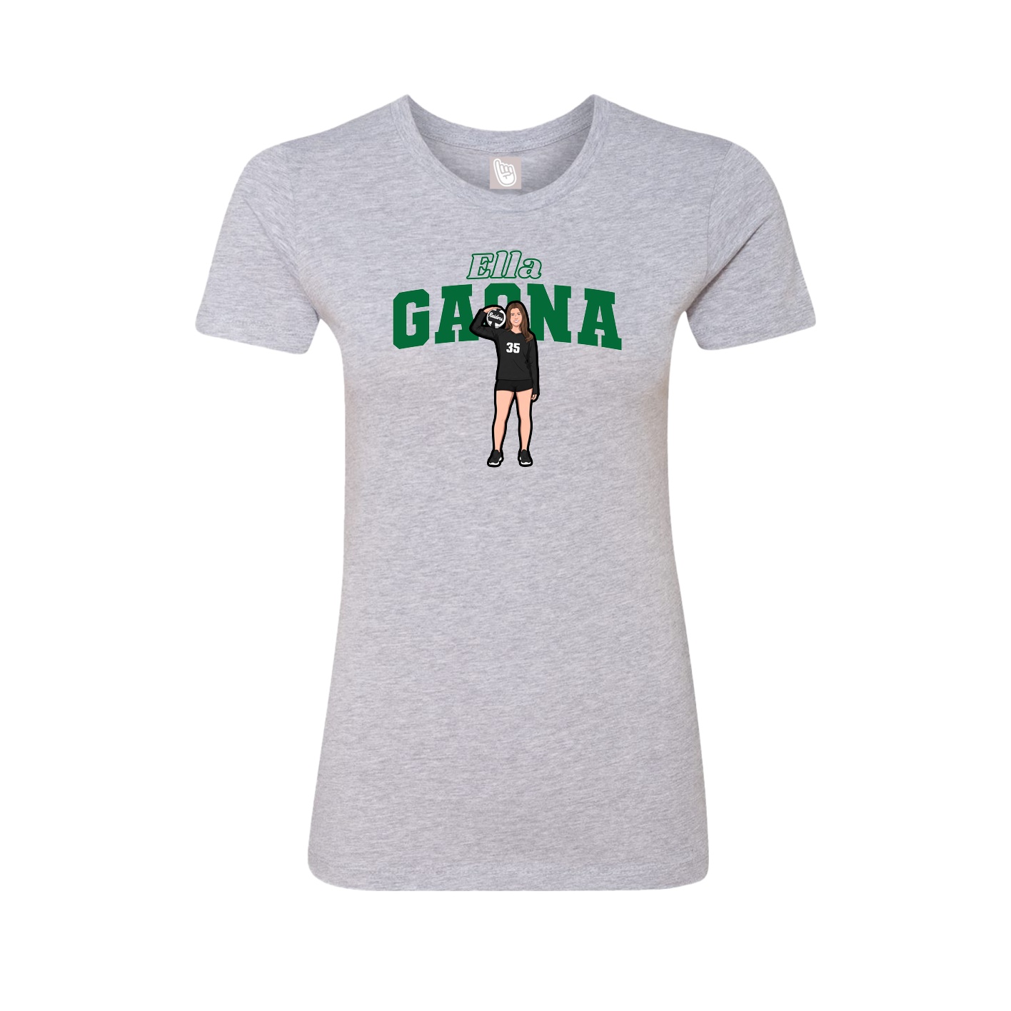 Fitted Women's Tee — Name Arch in Grey