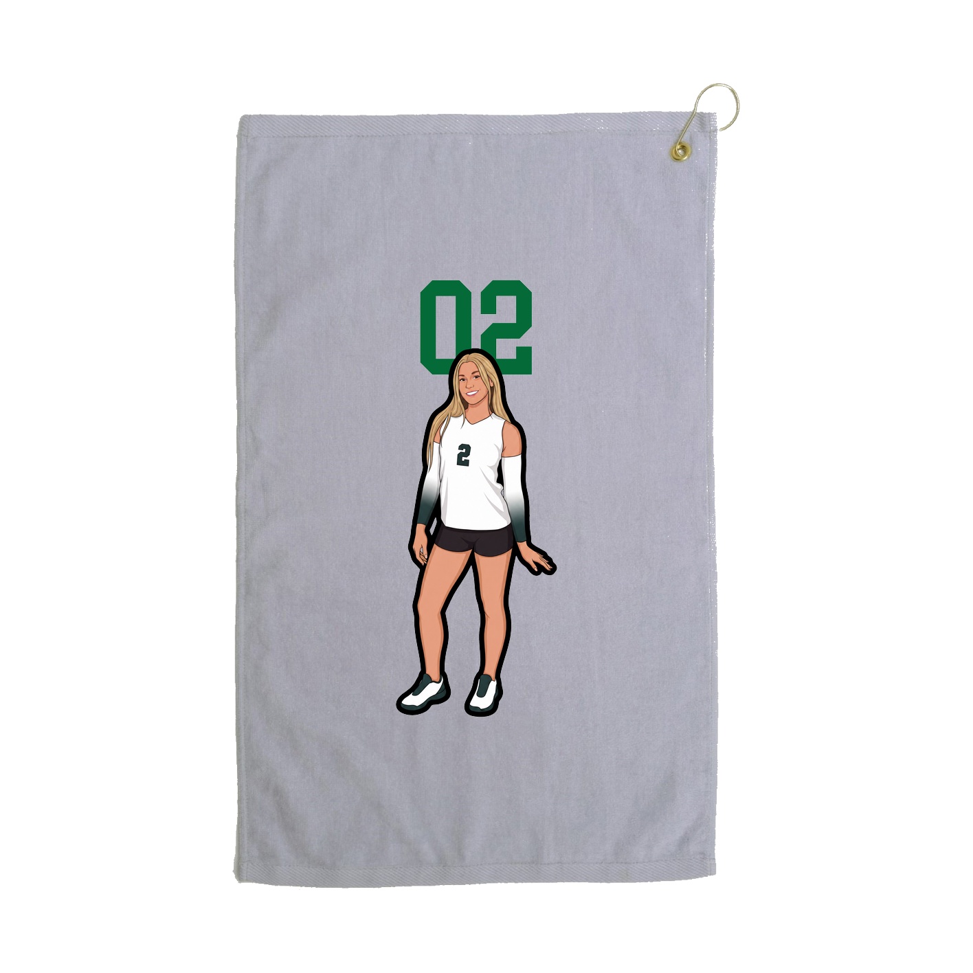 Golf Towel — Number Top in Grey