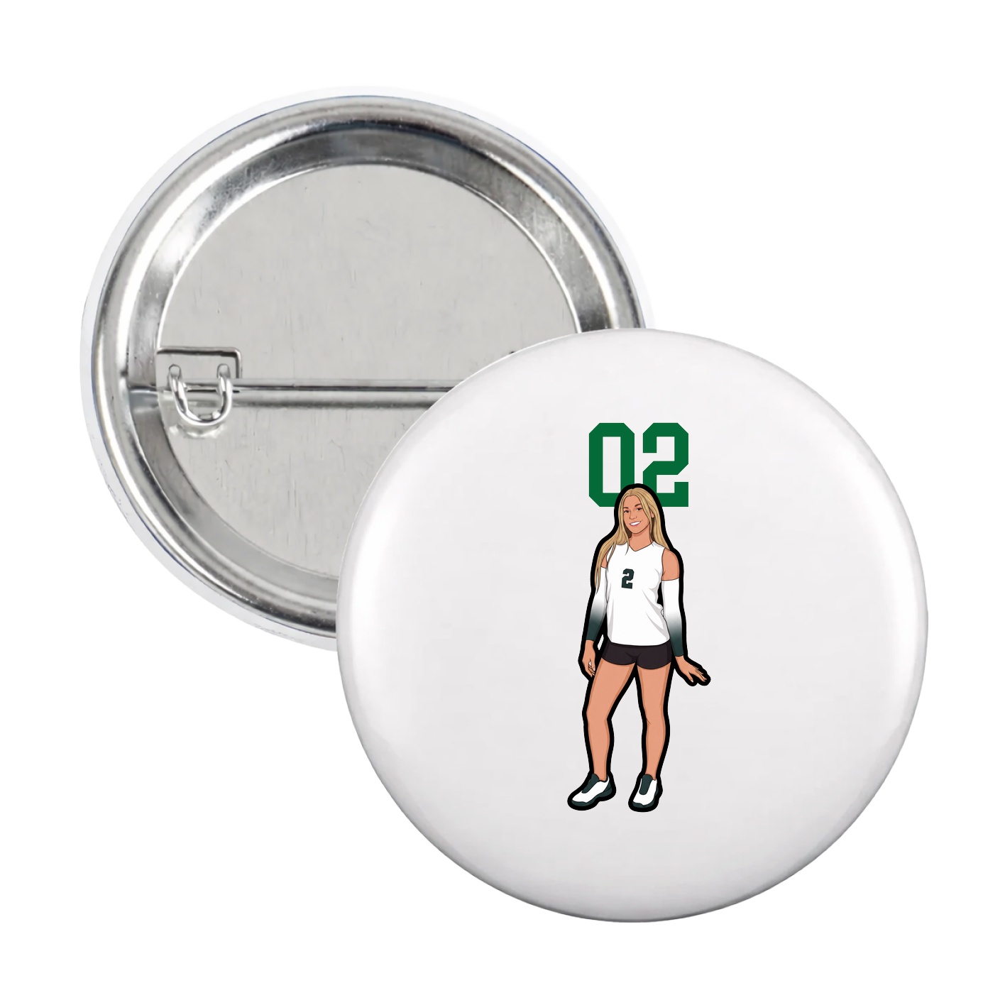 Game Day Button — Number Top in White