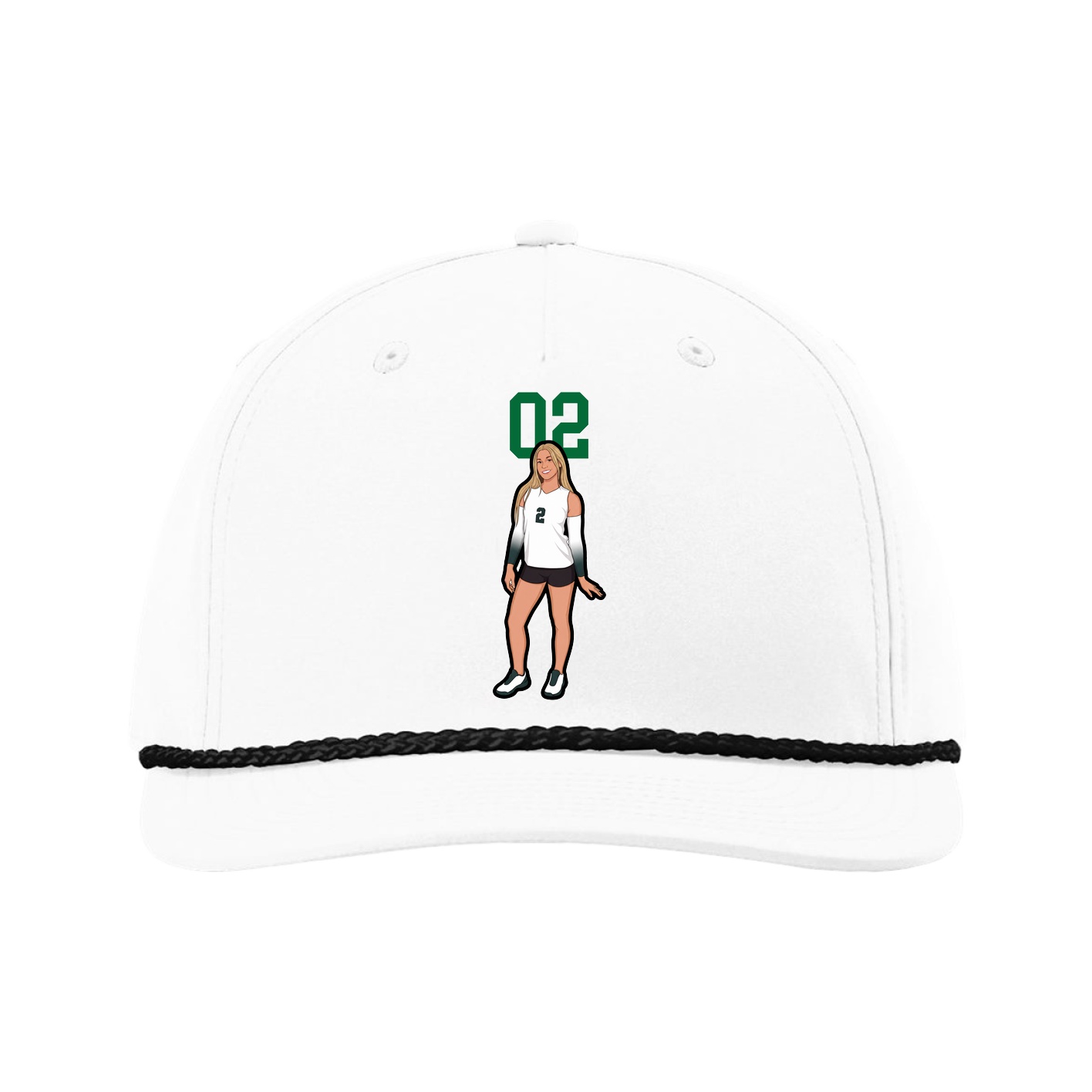 Five-Panel Classic Rope Cap — Number Top in White