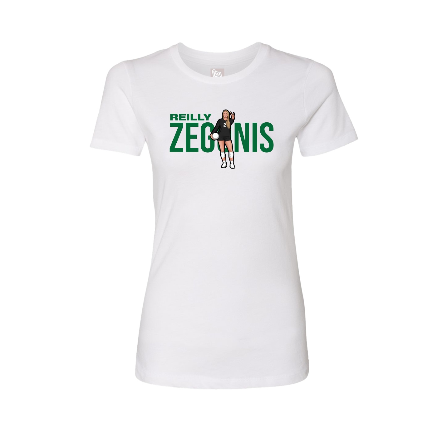 Fitted Women's Tee — Player Name in White