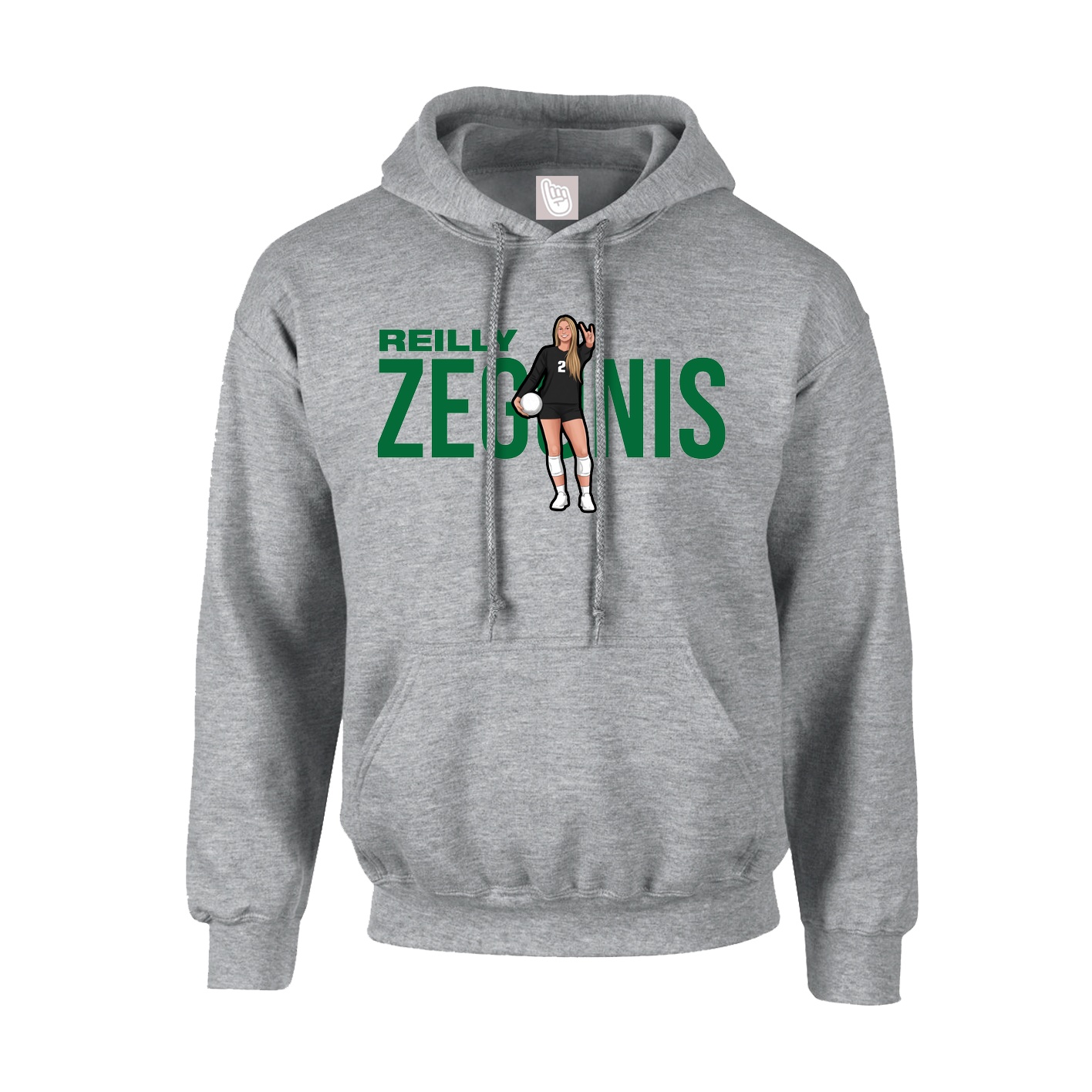 Hoodie — Player Name in Grey