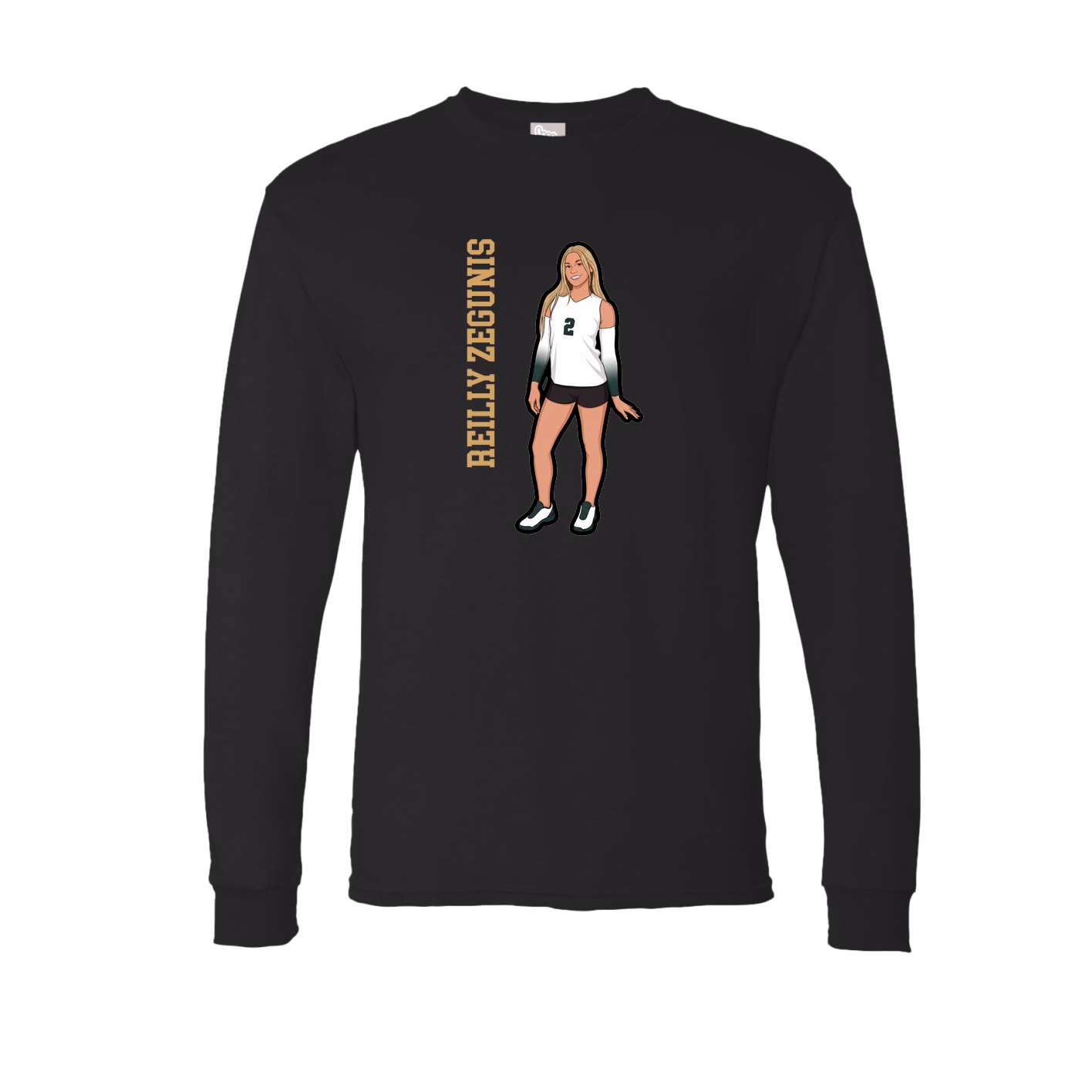 Long Sleeve Tee — Name Vertical in Black