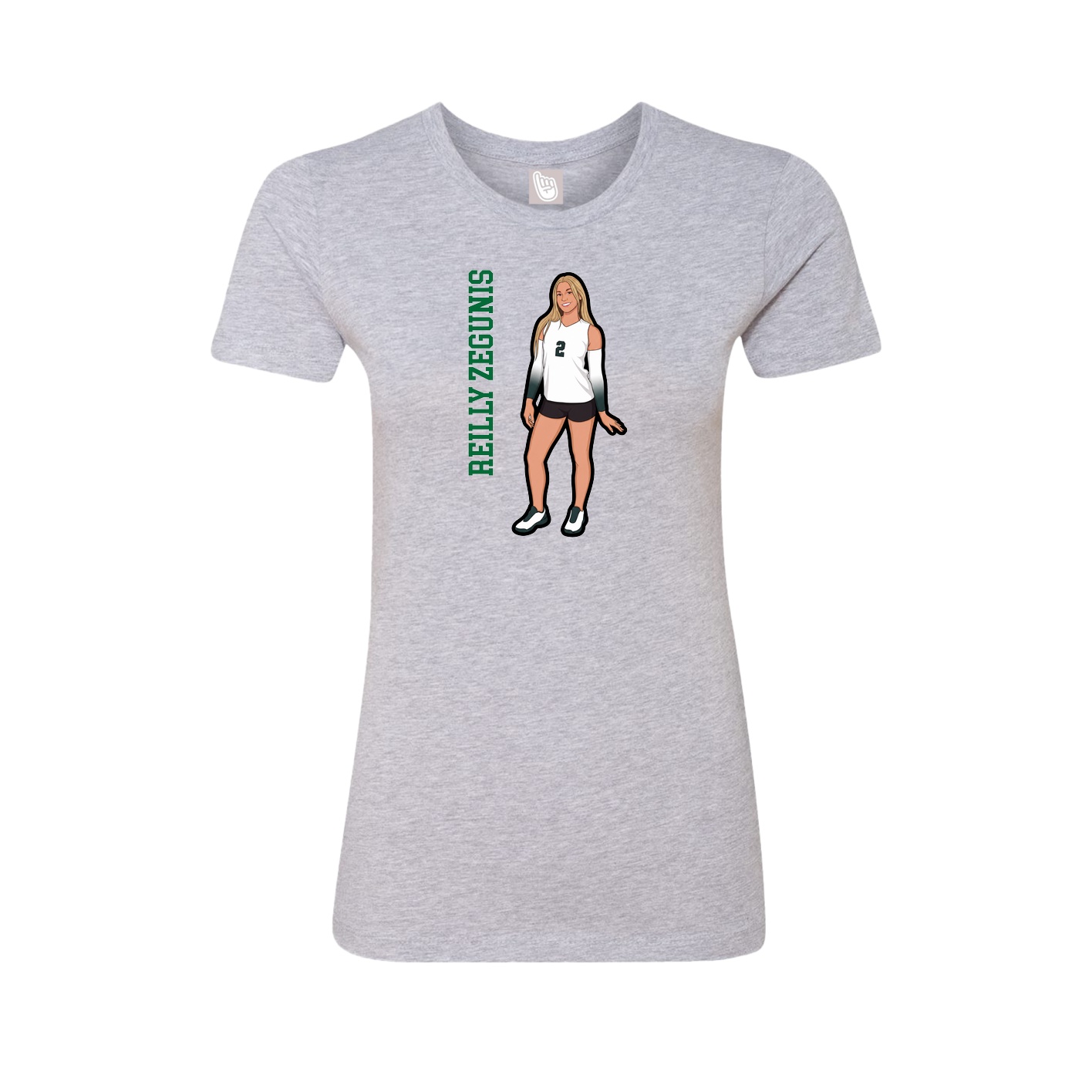 Fitted Women's Tee — Name Vertical in Grey