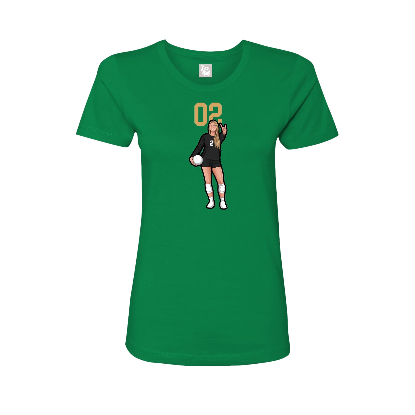 Fitted Women's Tee — Number Top in Green