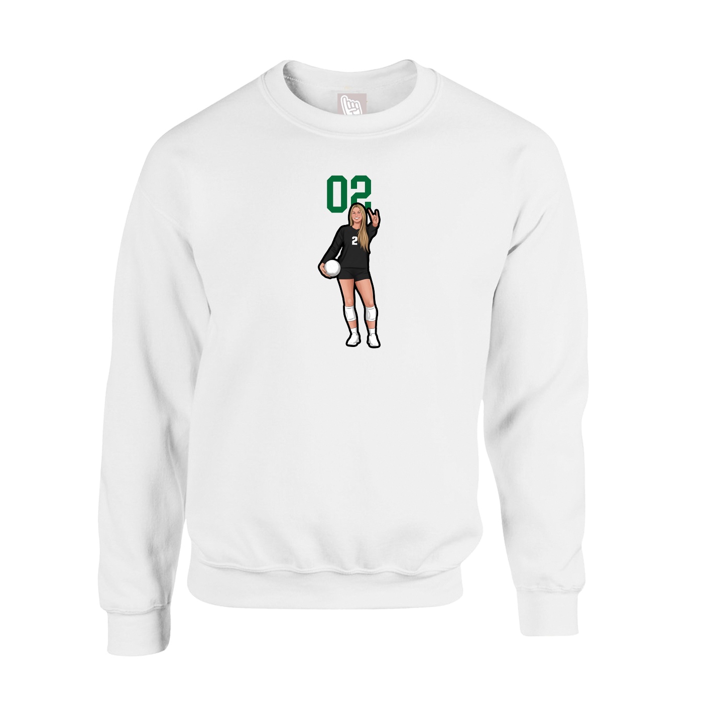 Fleece Crew — Number Top in White