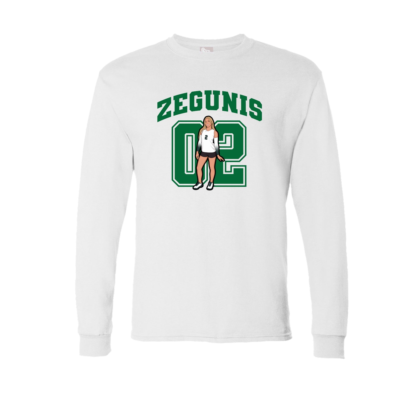 Long Sleeve Tee — Number in White