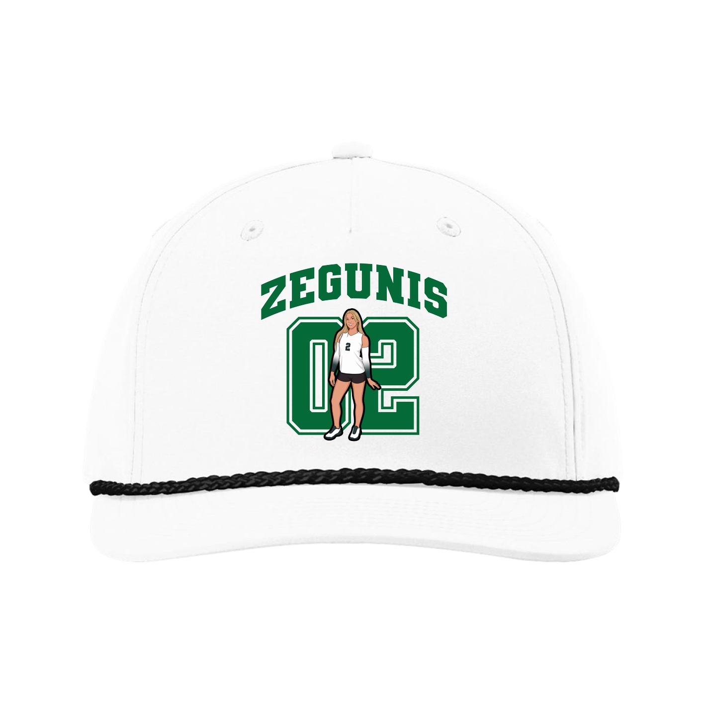 Five-Panel Classic Rope Cap — Number in White