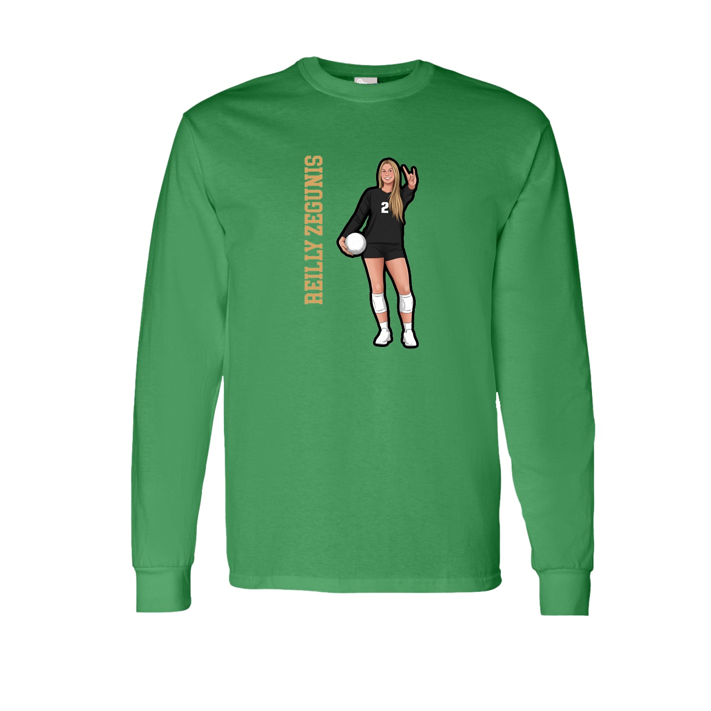 Long Sleeve Tee — Name Vertical in Green