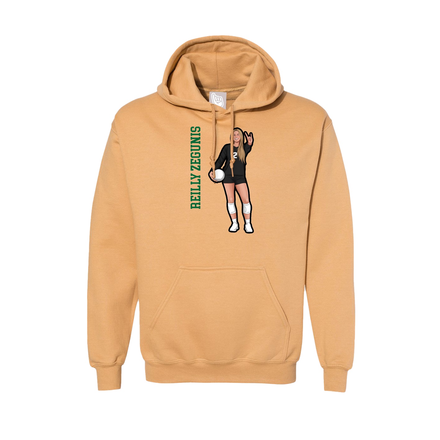 Hoodie — Name Vertical in Vegas Gold