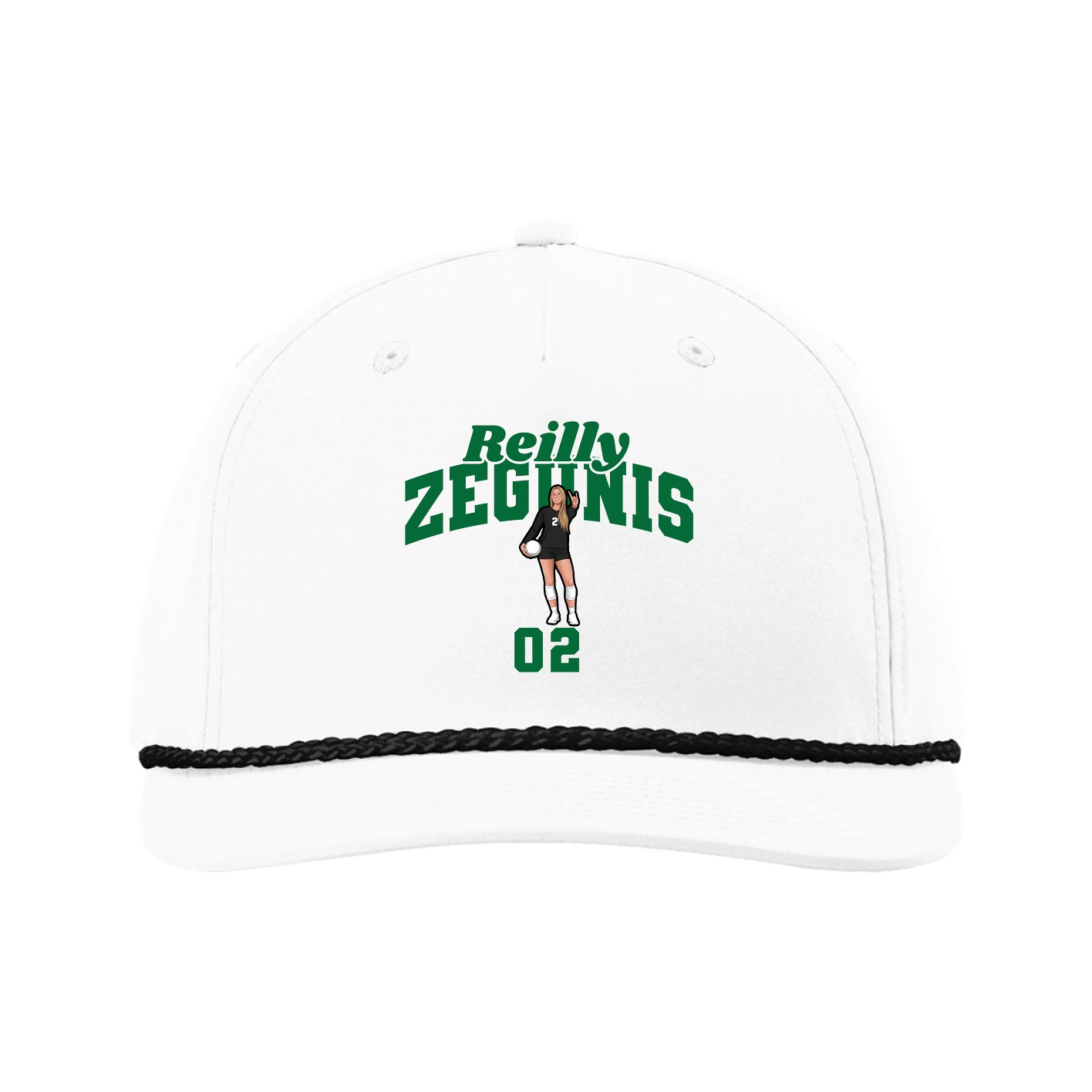 Five-Panel Classic Rope Cap — Signature Arch in White