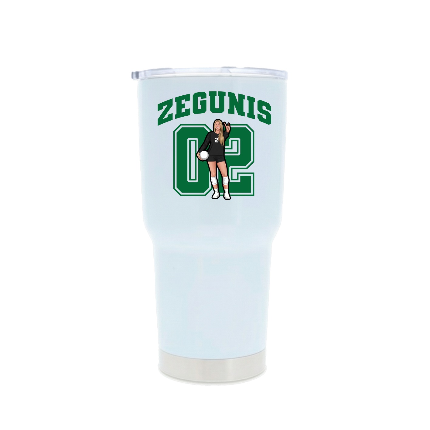 30oz Stainless Steel Tumbler — Number in White