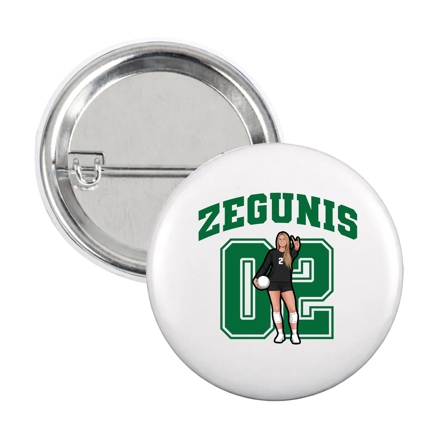 Game Day Button — Number in White
