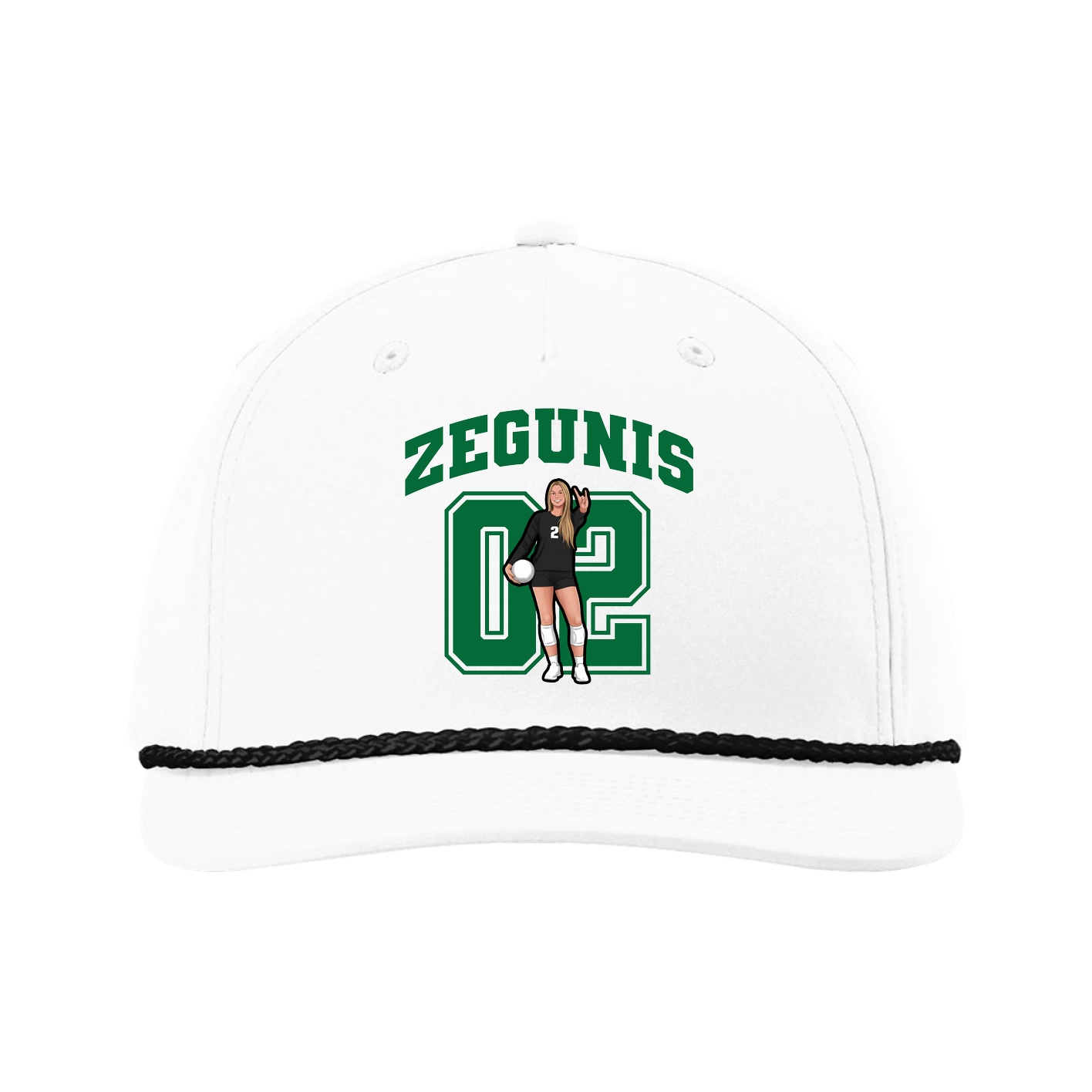 Five-Panel Classic Rope Cap — Number in White