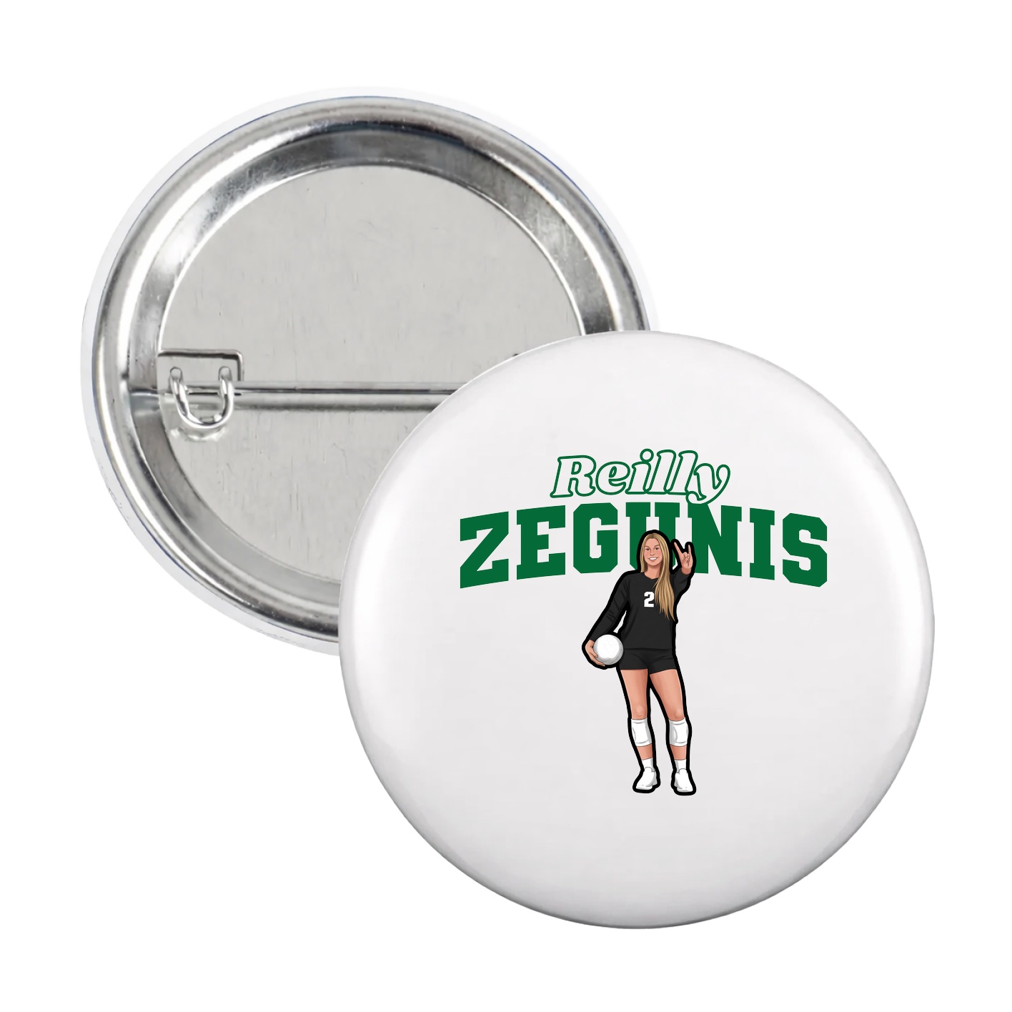 Game Day Button — Name Arch in White