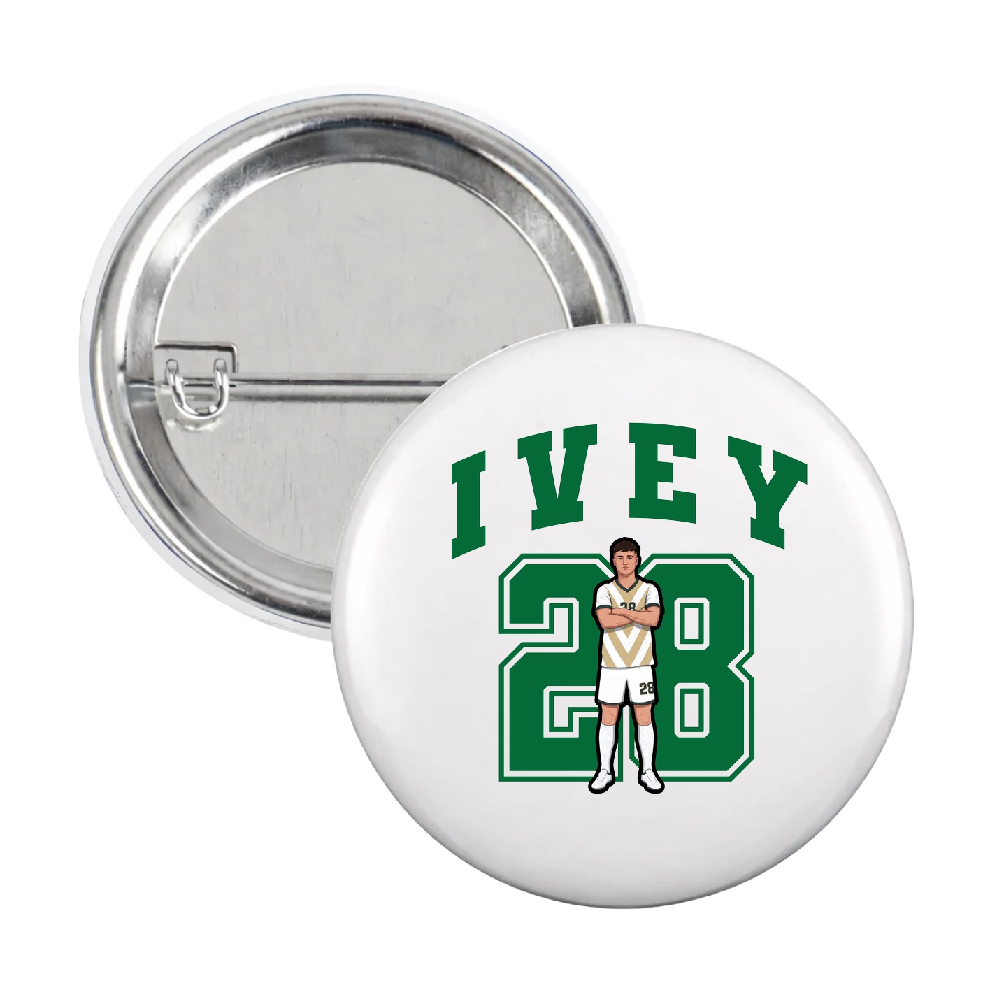 Game Day Button — Number in White