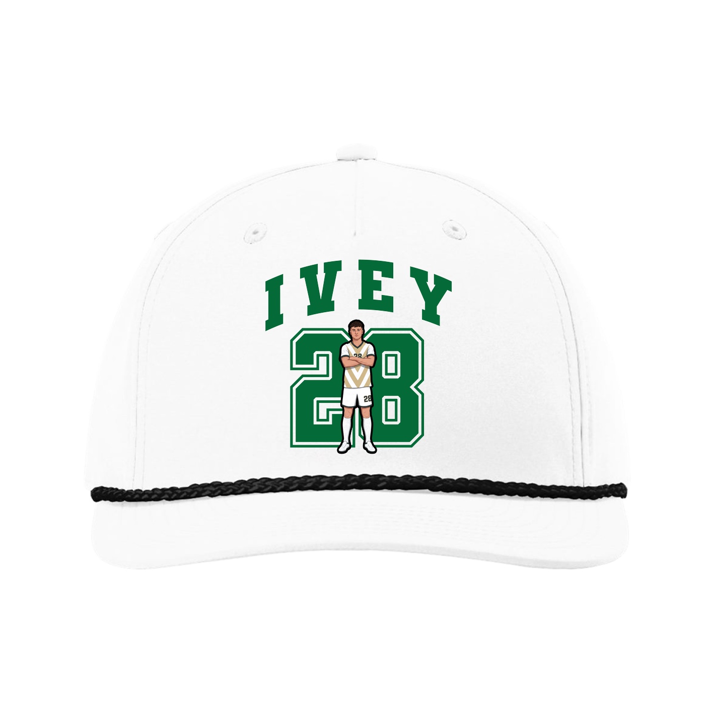 Five-Panel Classic Rope Cap — Number in White