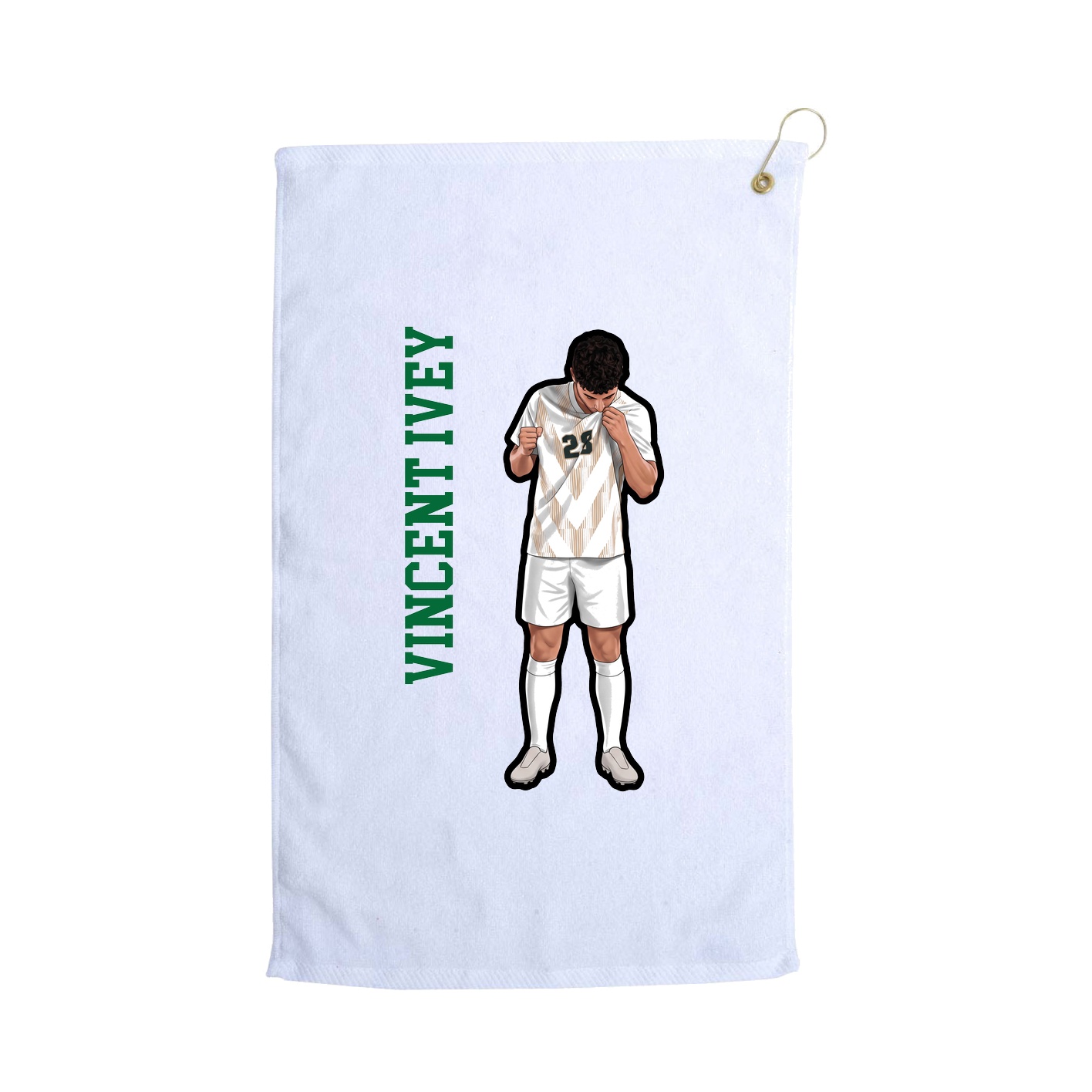Golf Towel — Name Vertical in White