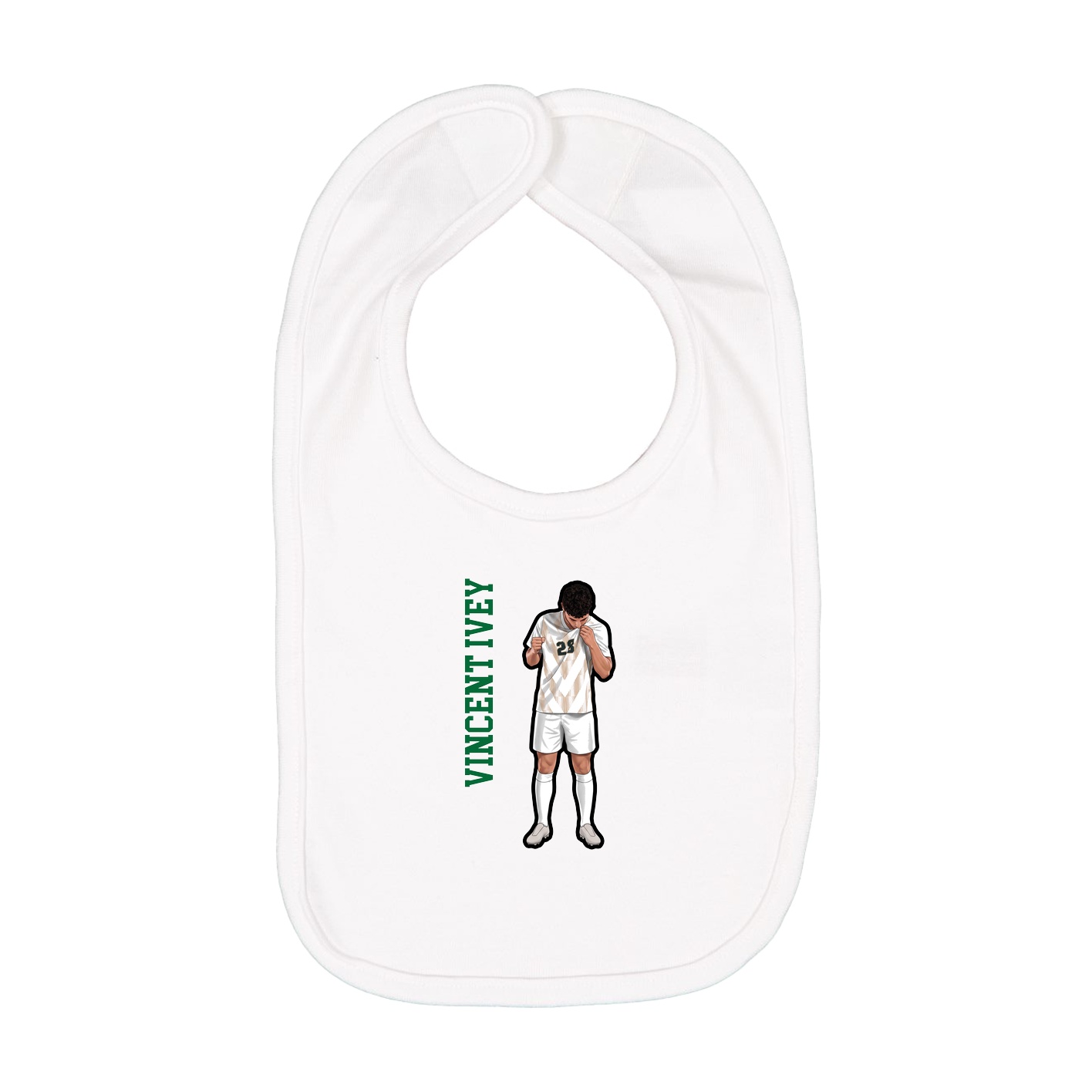 Infant Bib — Name Vertical in White