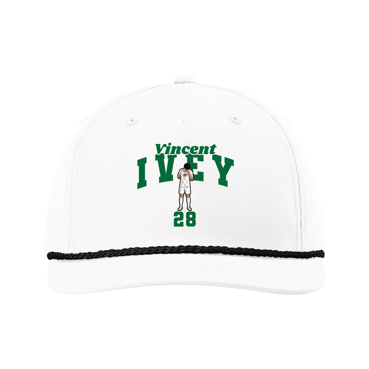Five-Panel Classic Rope Cap — Signature Arch in White