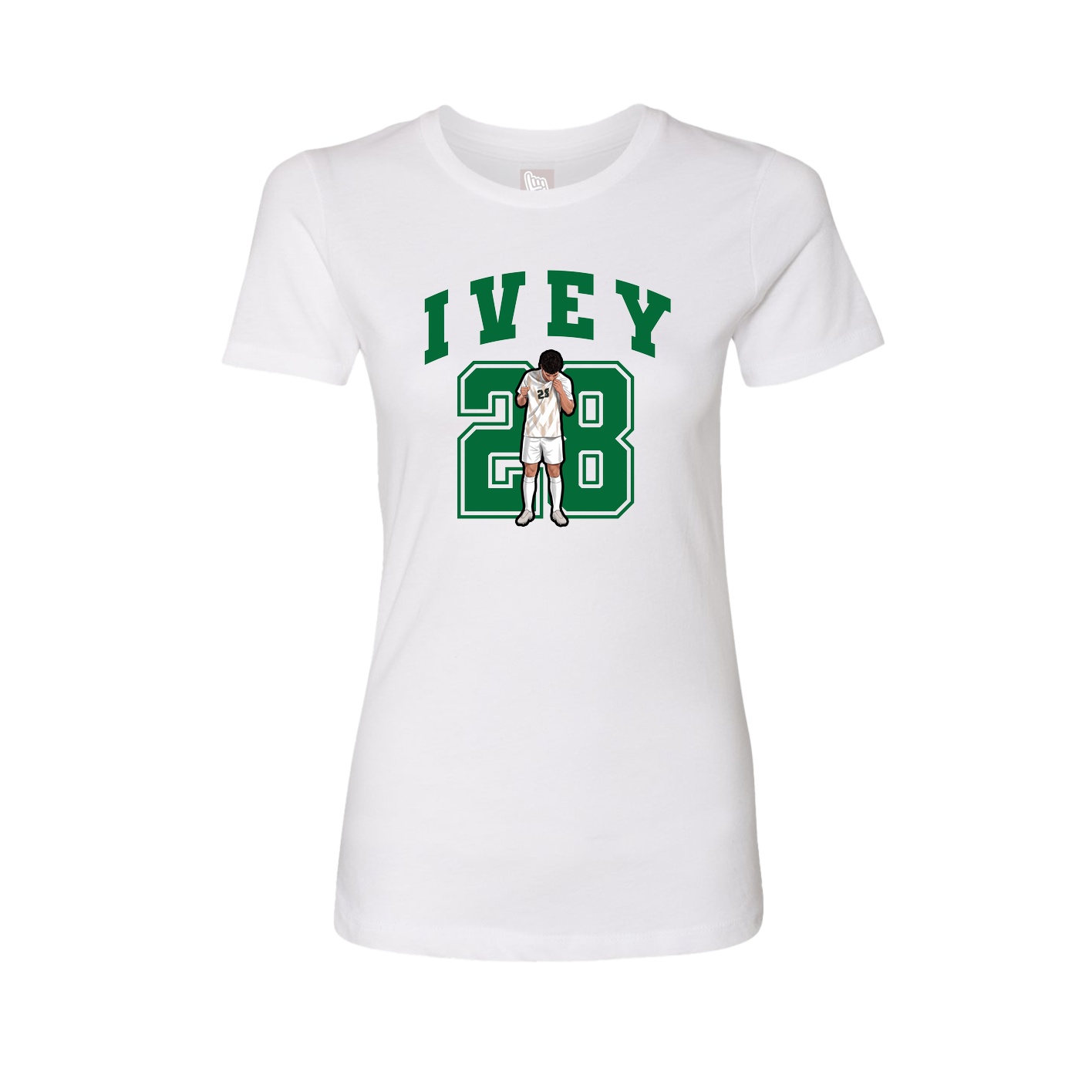 Fitted Women's Tee — Number in White