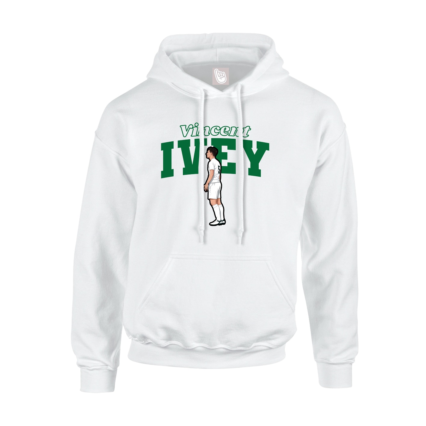 Youth Hoodie — Name Arch in White